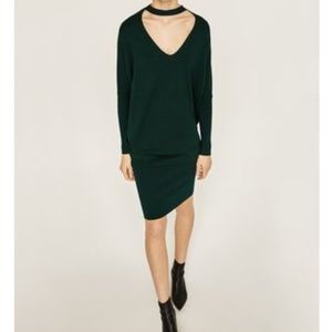 Zara V neck choker sweater dress